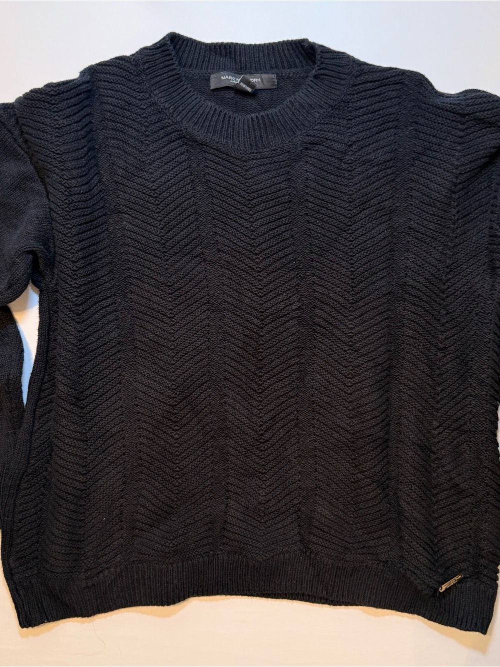 Marc New York by Andrew Marc Black Chevron Knit Sweater